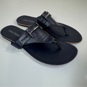 Nautica‎ Navy Blue Thong Sandals with Buckle Detail Size 6.5